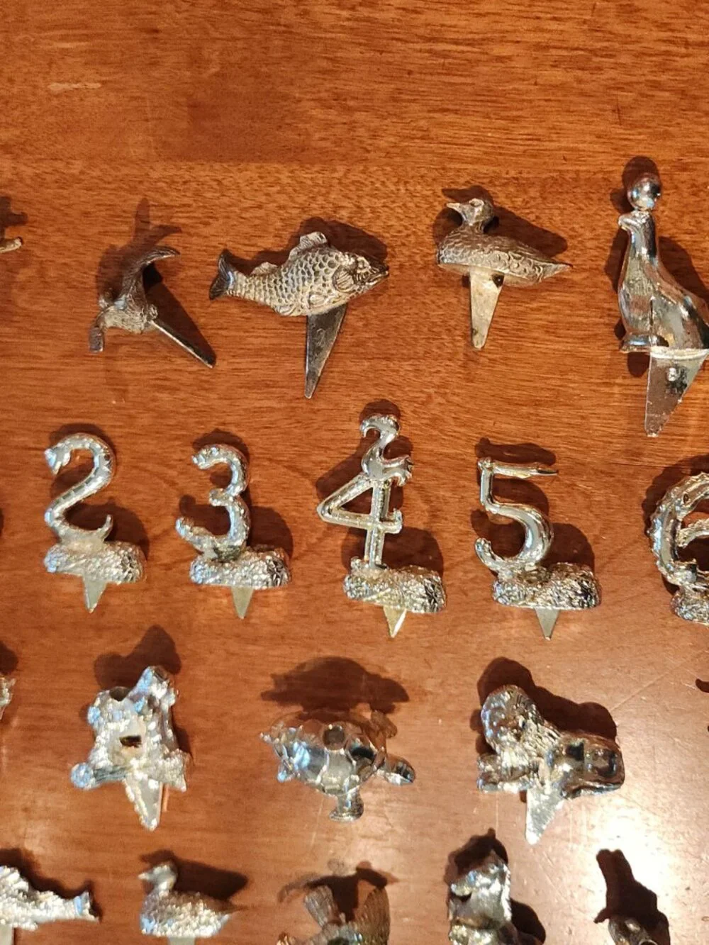 23 vintage silver toned birthday cake candle holders